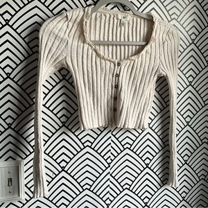 BP Rib crop top sweater 90s cute cardigan baby doll y2k cream